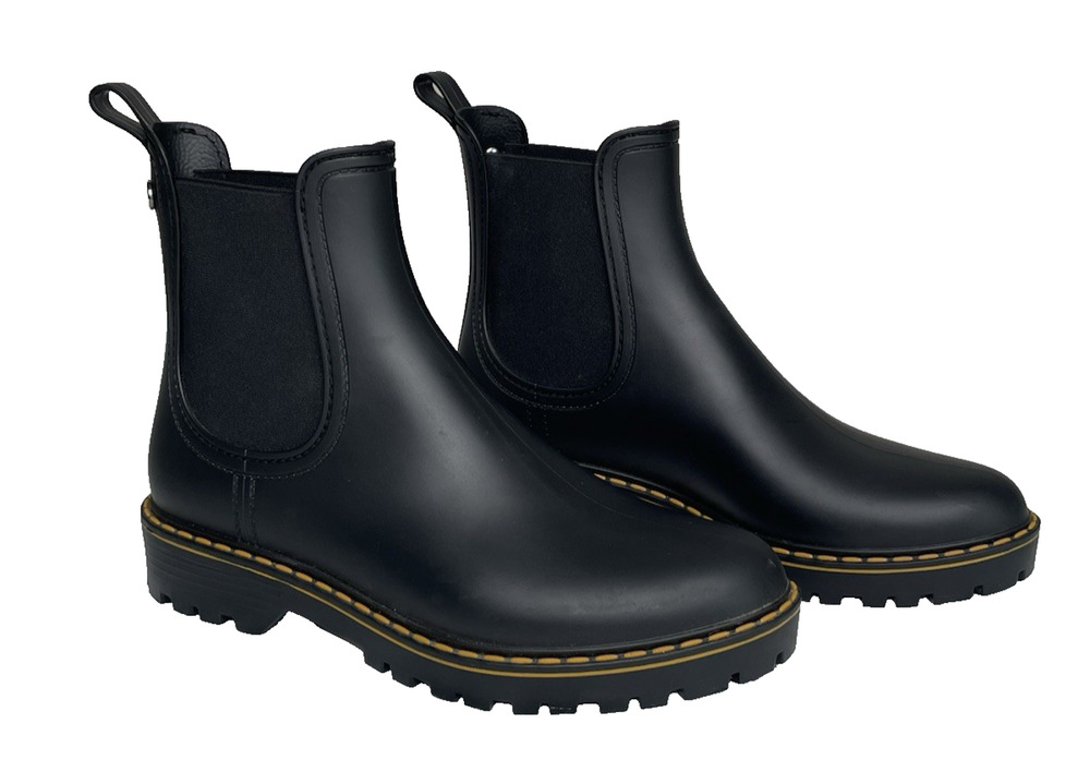 Igor Chelsea Rain Boots Black Waterproof Lug Sole Women's EU 37 US 6.5/7